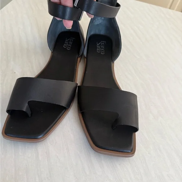Franco Sarto Black Leather Sandals Womens size 13 M Preowned - Picture 4 of 9